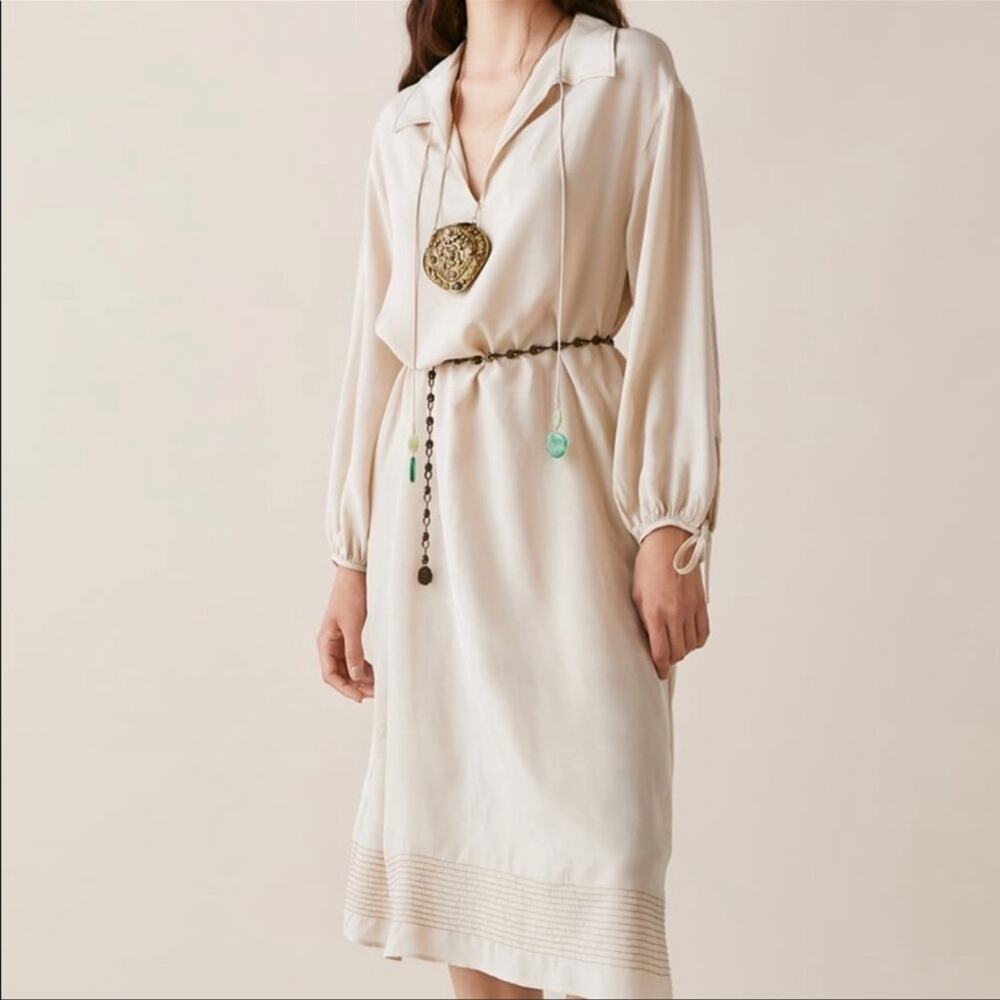 NWT Zara Limited Edition Studio Viscose Beige Beaded Dress.